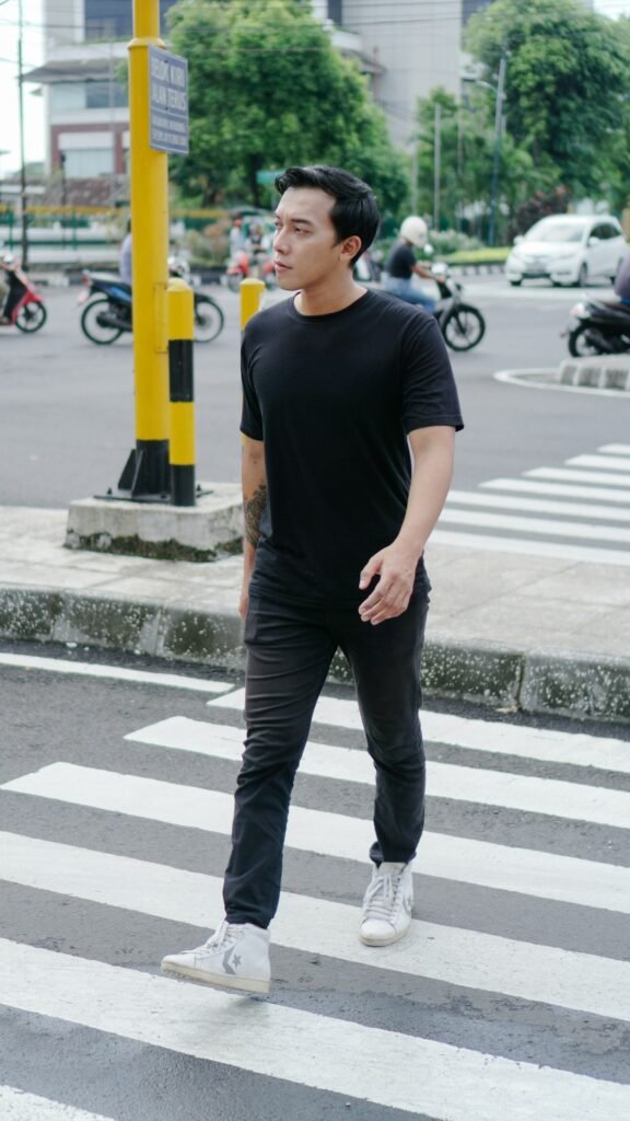 Man wearing a casual t-shirt