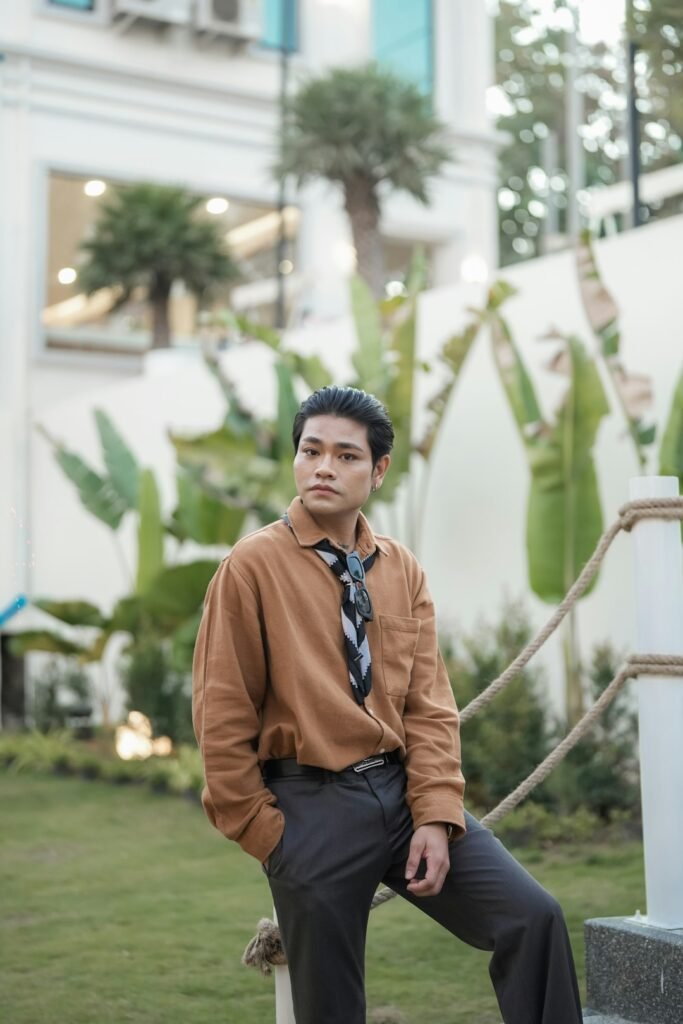 Man wearing knitwear