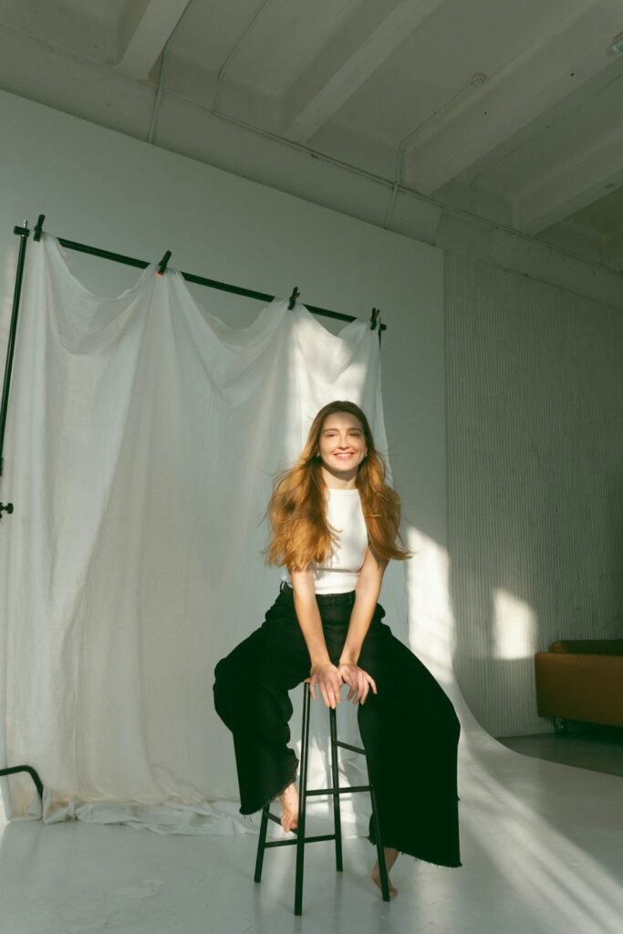 Relaxed linen trousers fashion photo